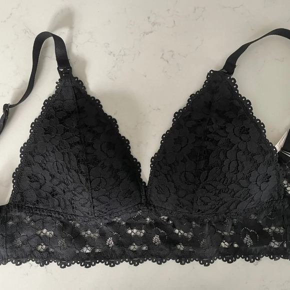 Momanda Lace Plunge Nursing Bralette Polyamide Elastane Black Sz 38B NWOT - Picture 10 of 14